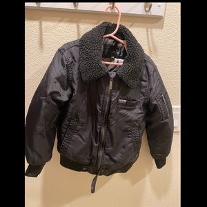 Joes Jeans Boys Bomber Jacket Black with Faux Fur Size 5/6 XS